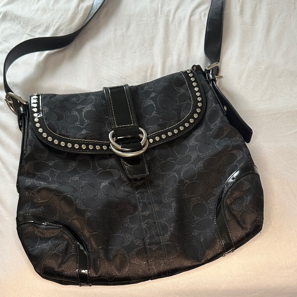 Coach Black Crossbody Bag with Silver Accents - Picture 1 of 6